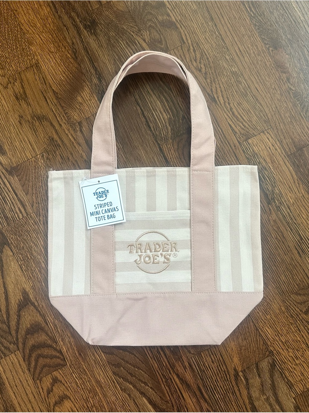Trader Joe’s Tan Striped Mini Canvas Tote Bag